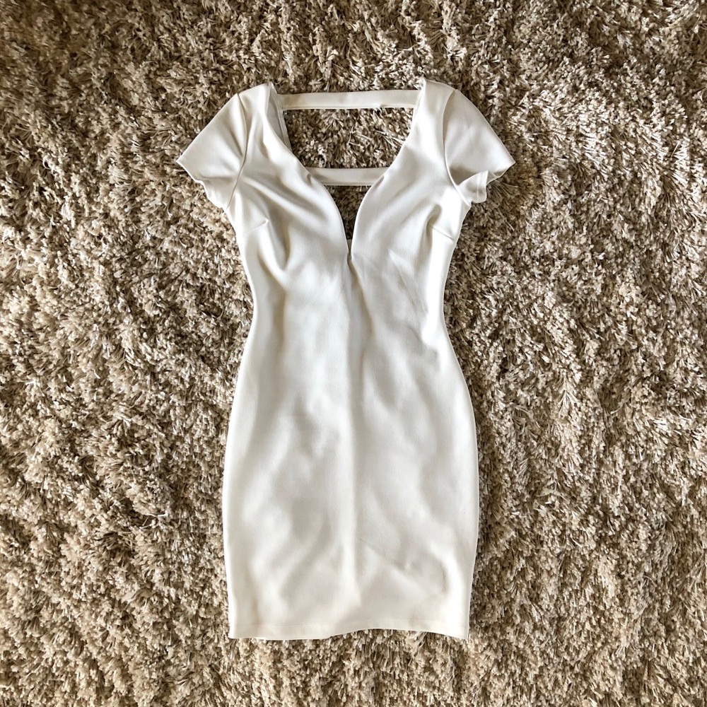 White V-Neck Bodycon